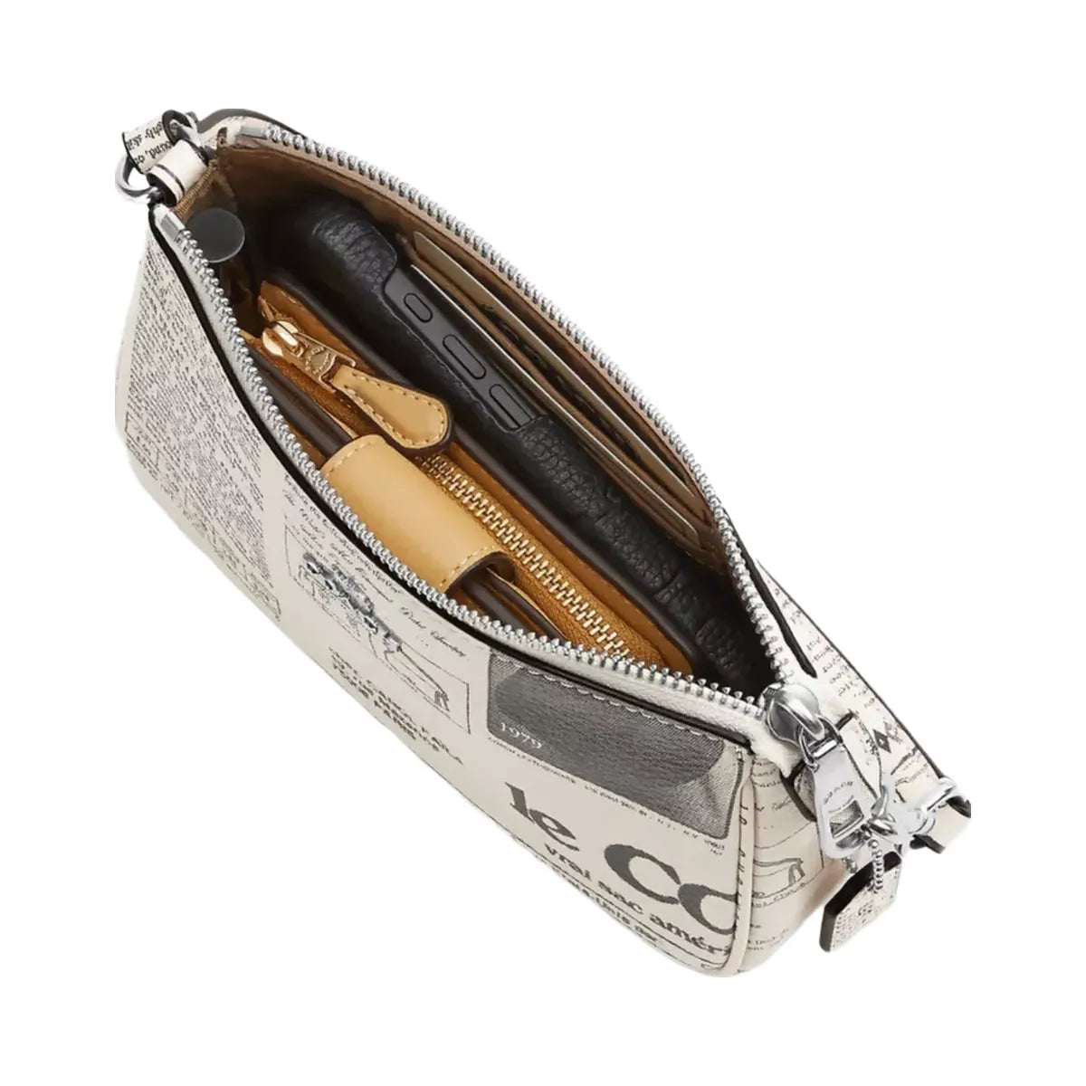 Coach Nolita 19 With Newspaper Print in Silver Chalk Multi