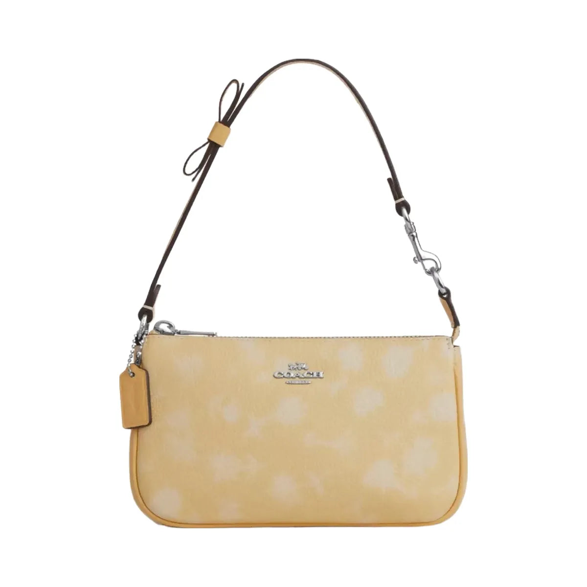 Coach Nolita 19 With Floral Print And Bow in Silver Washed Yellow