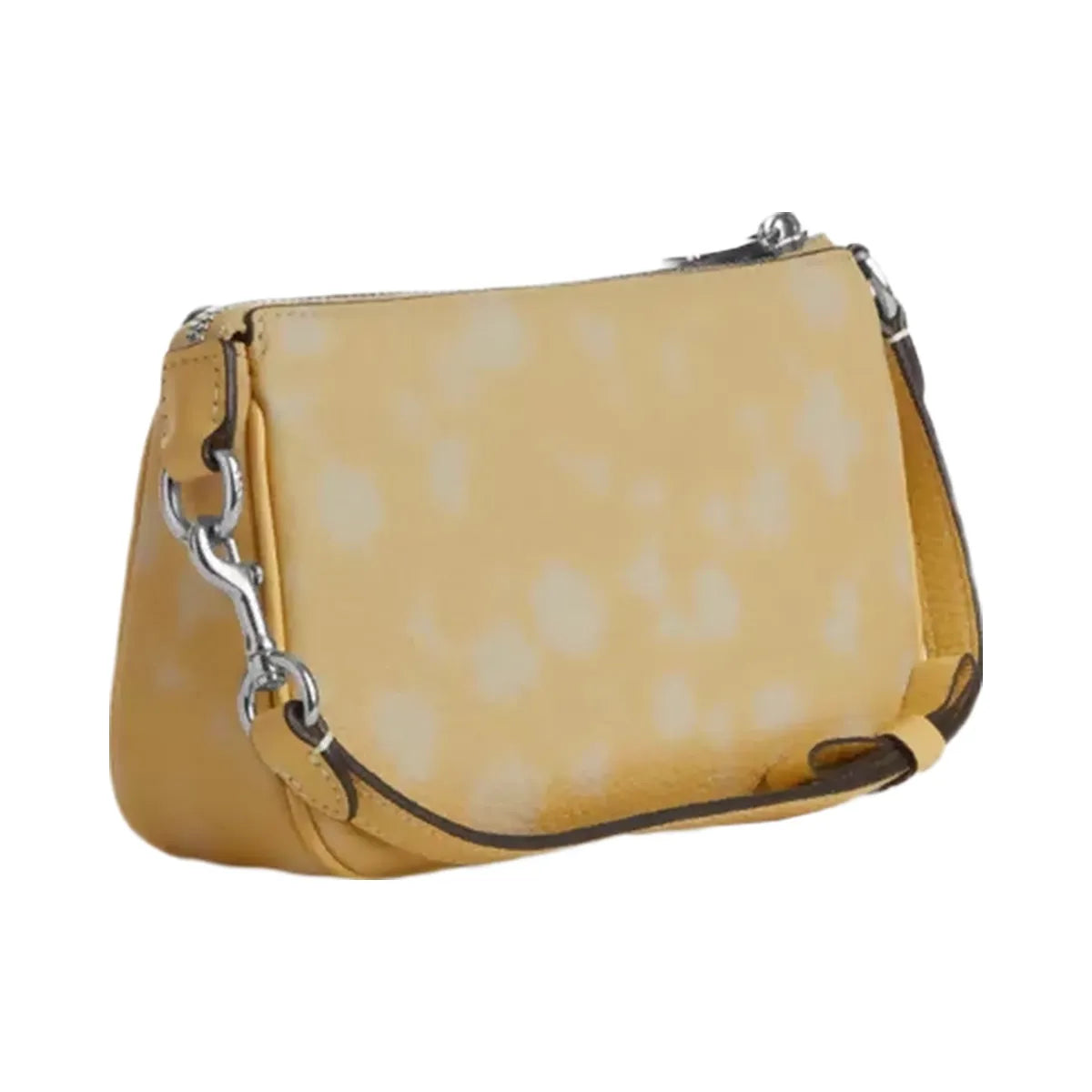 Coach Nolita 19 With Floral Print And Bow in Silver Washed Yellow