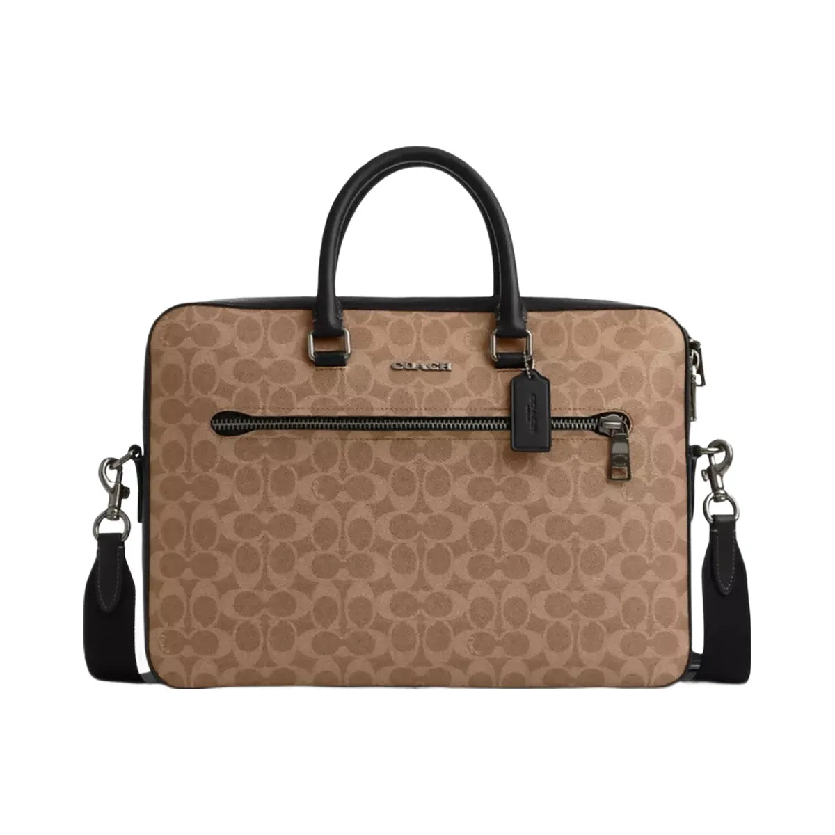 Coach Ethan Slim Brief In Signature Canvas in Gunmetal Tan Black
