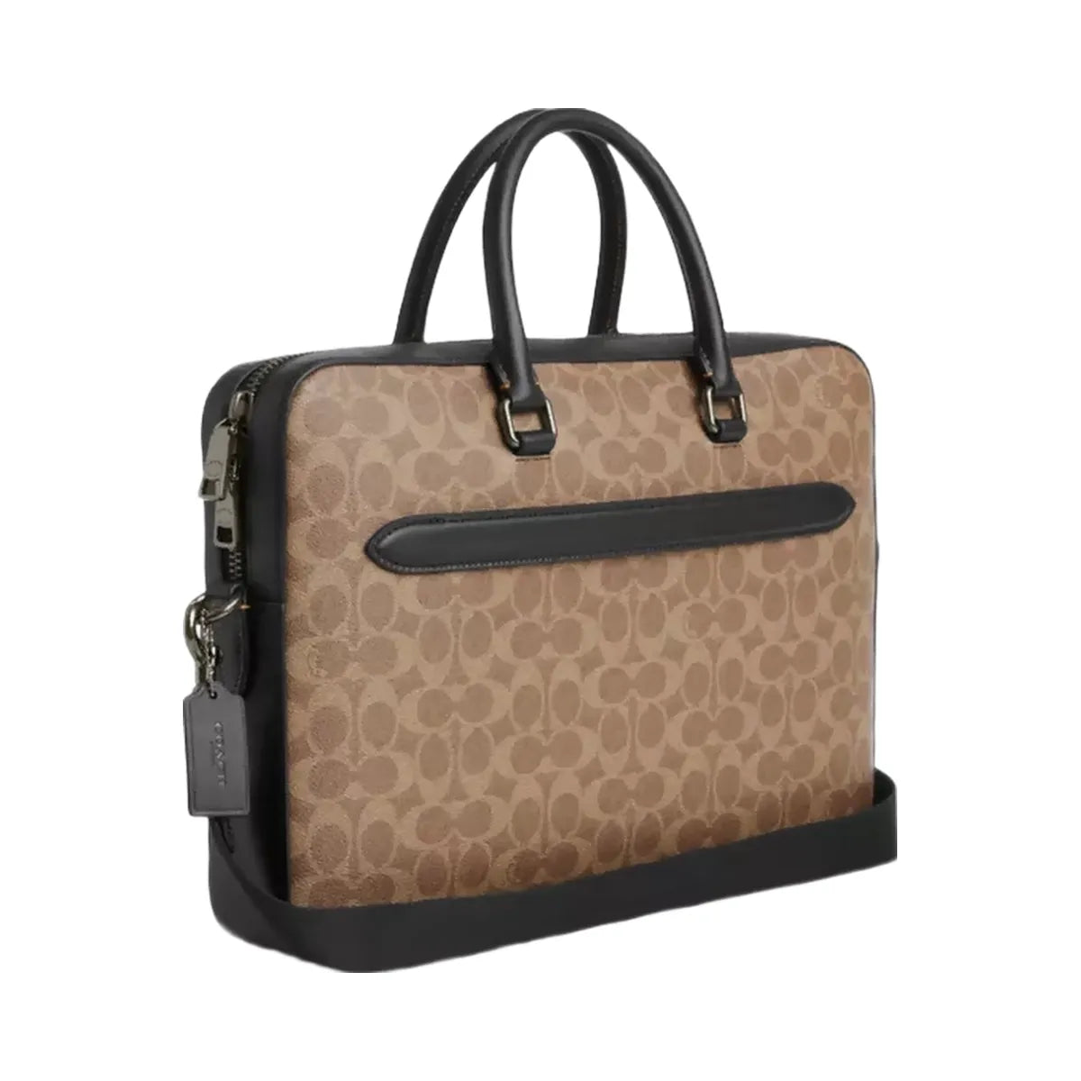 Coach Ethan Slim Brief In Signature Canvas in Gunmetal Tan Black