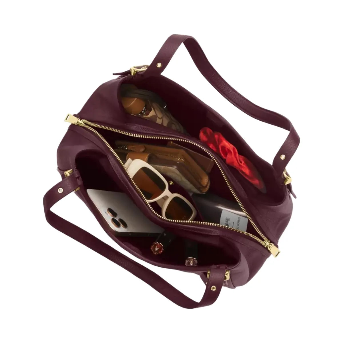 Coach Erin Shoulder Bag in Gold Dark Wine