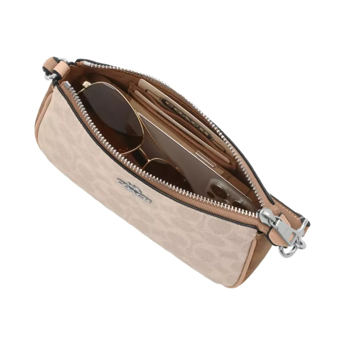 Coach Nolita 19 In Blocked Signature Canvas in Silver Sand Taupe Multi