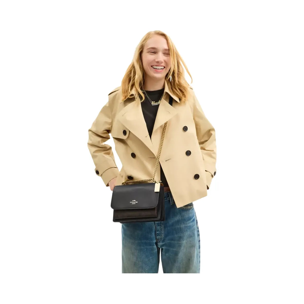 Coach Klare Crossbody Bag In Signature Canvas in Gold Walnut Black