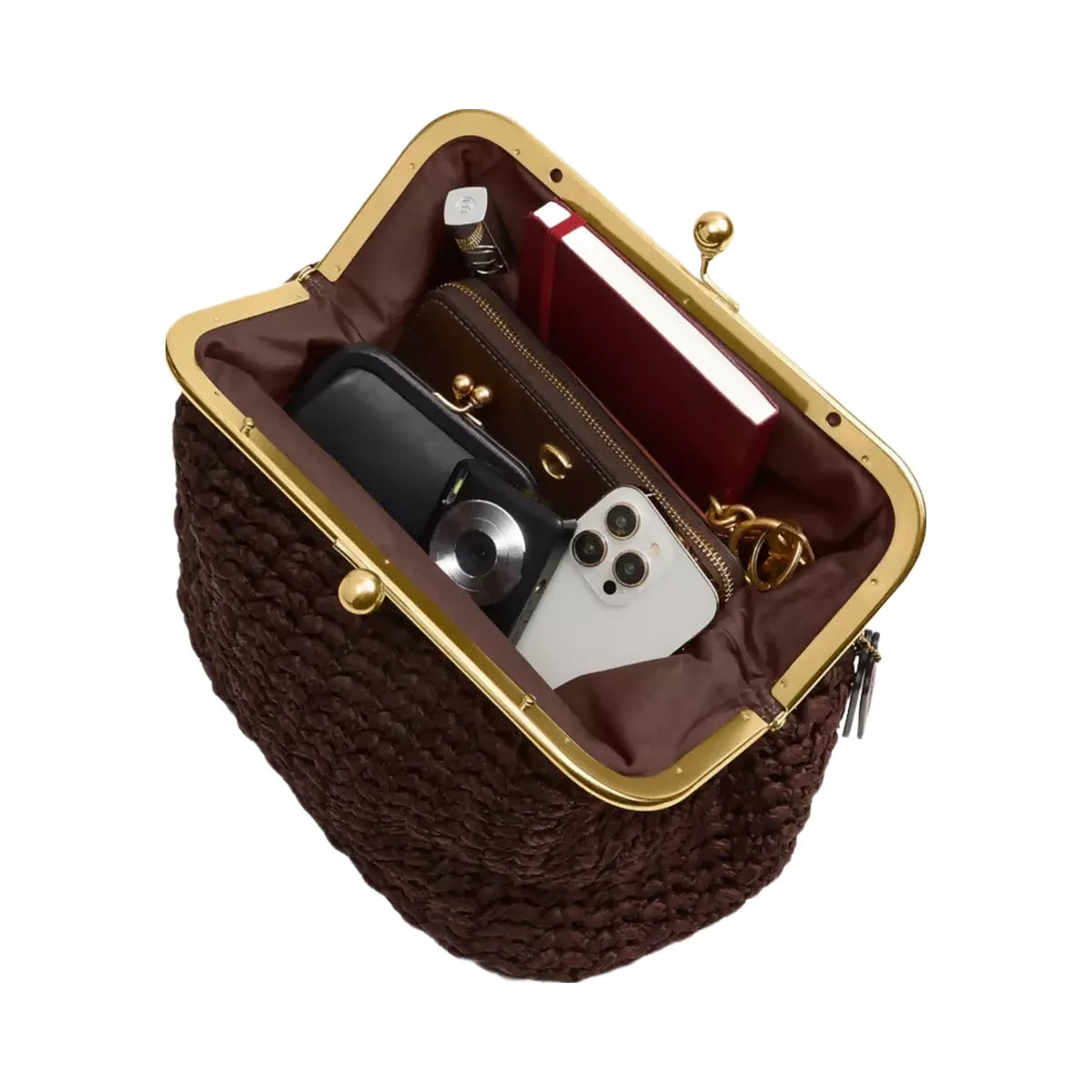 Coach Kisslock Frame Bag 27 in Brass Maple