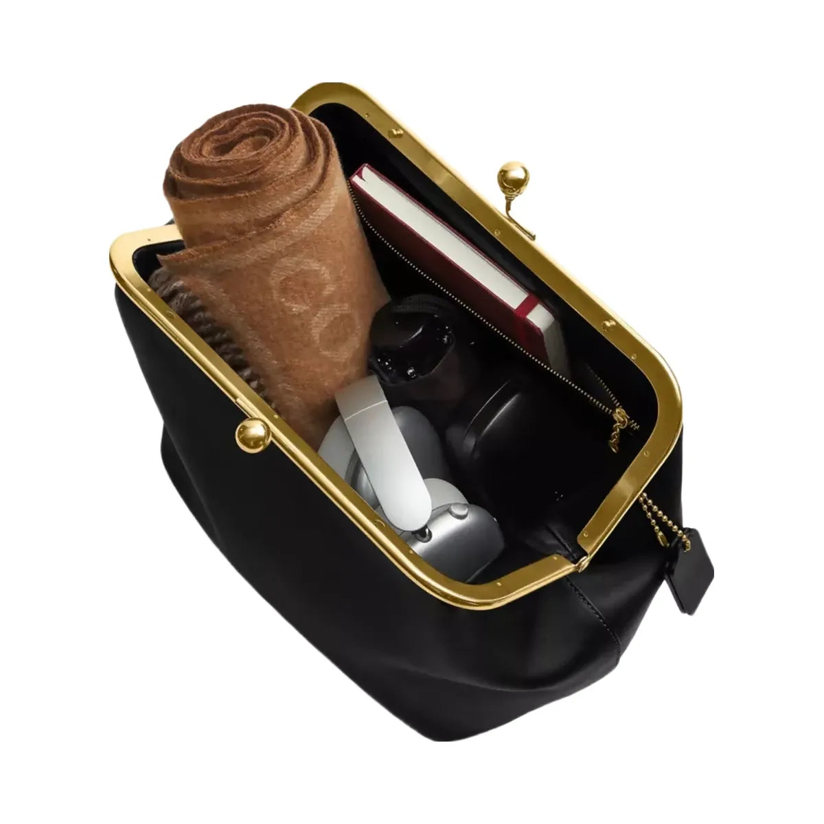 Coach Kisslock Frame Bag 27 in Brass Black
