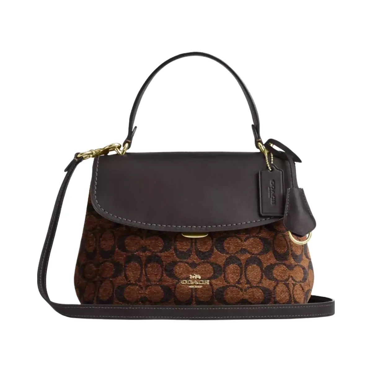 Coach Emory Top Handle Bag In Signature Chenille in Gold Truffle