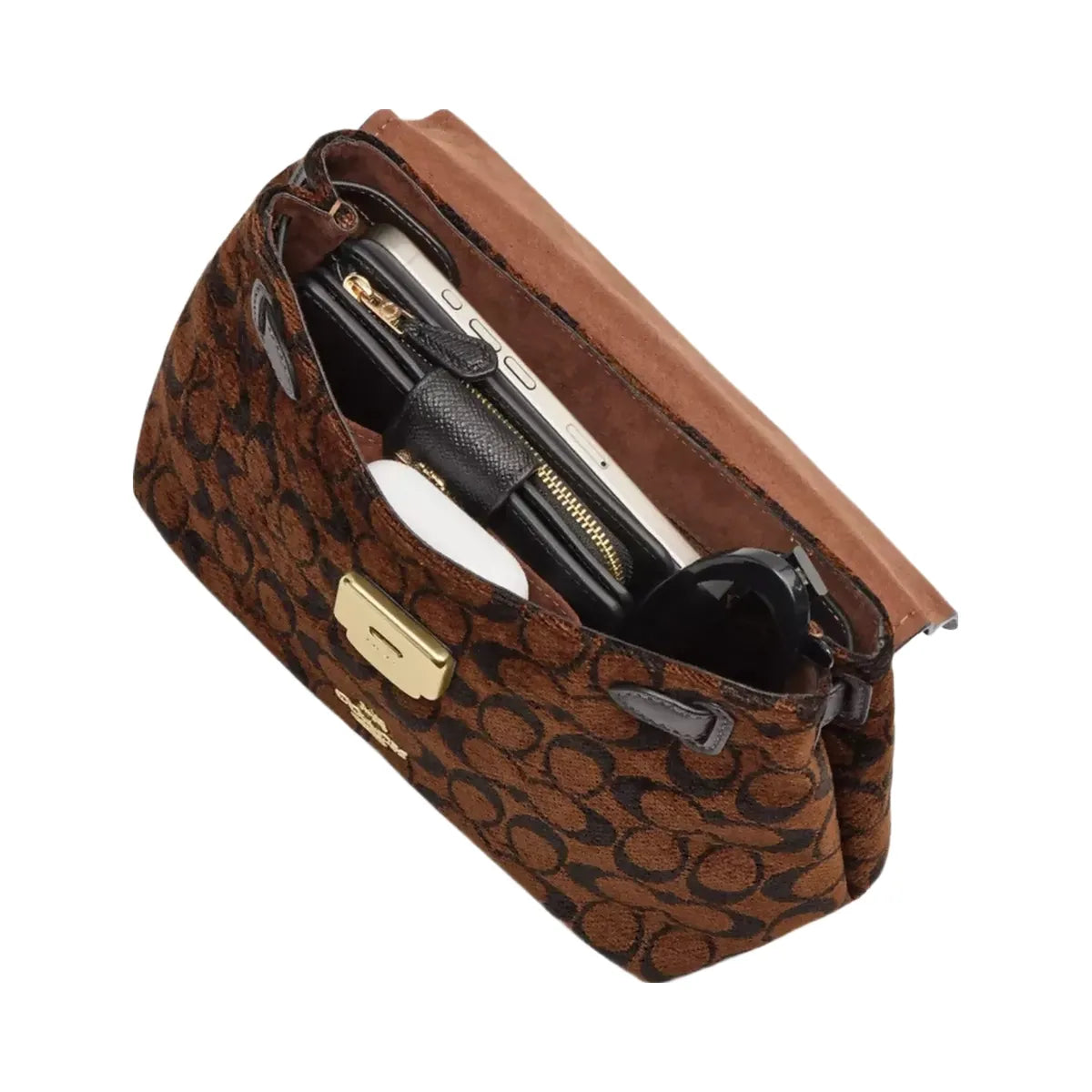 Coach Emory Top Handle Bag In Signature Chenille in Gold Truffle