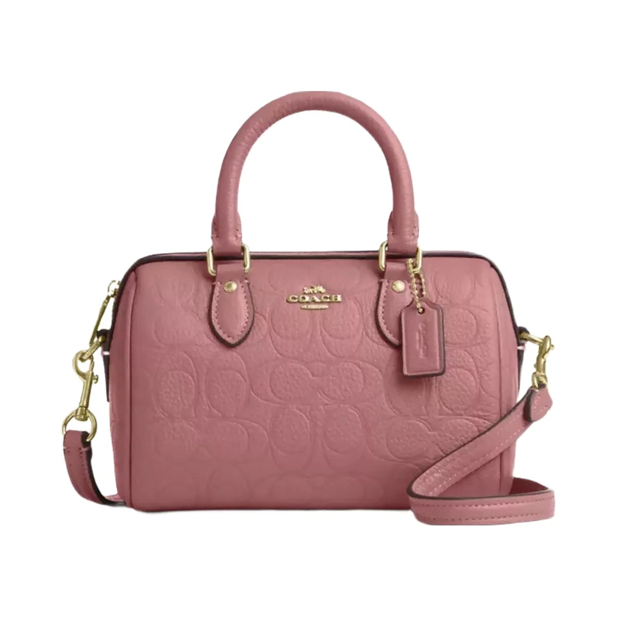 Coach Mini Rowan Crossbody Bag In Signature Leather in Gold Peony