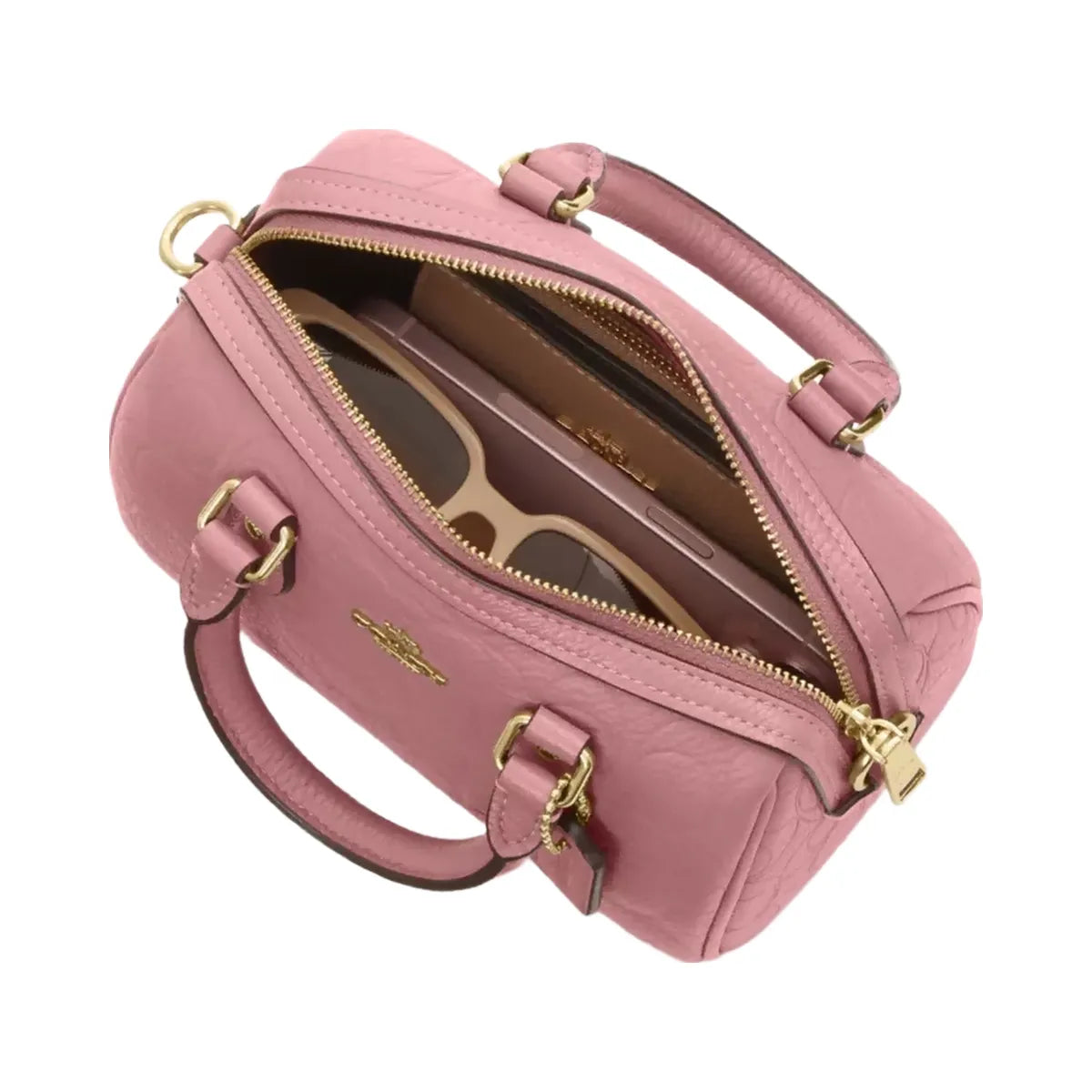 Coach Mini Rowan Crossbody Bag In Signature Leather in Gold Peony