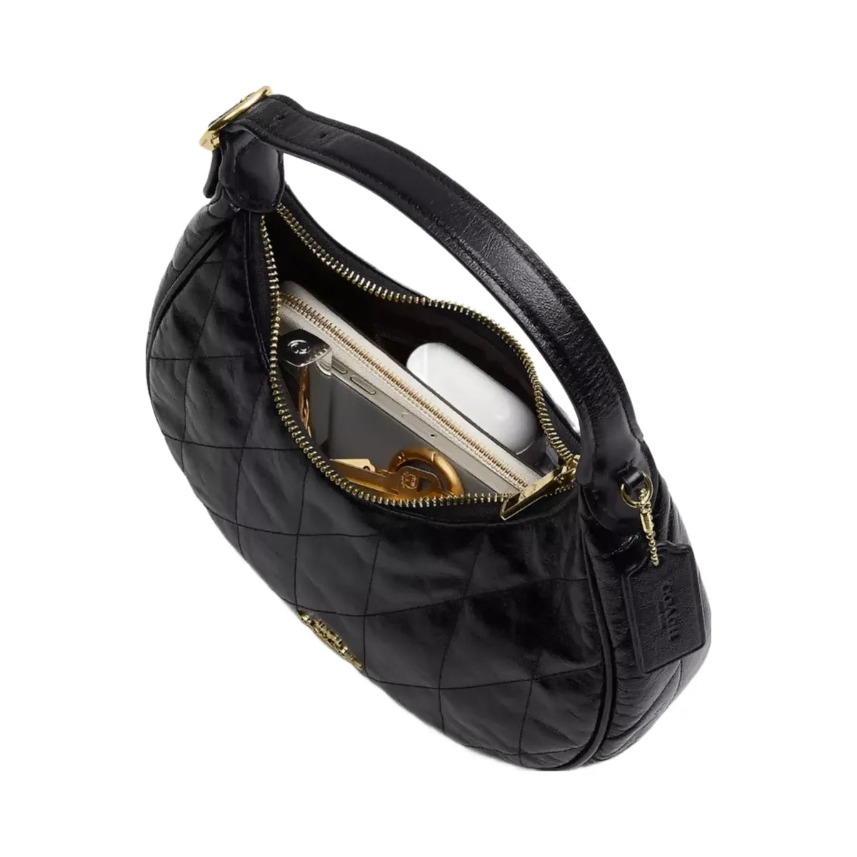 Coach Emily Shoulder Bag With Quilting in Gold Black