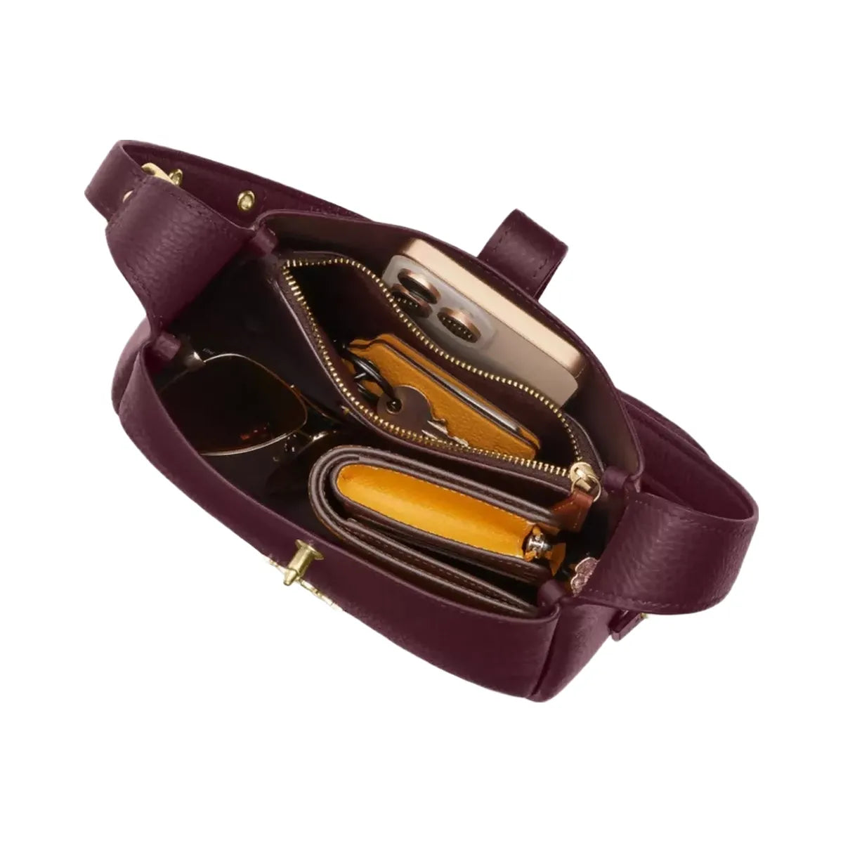 Coach Hadley Mini Crossbody Bag in Gold Dark Wine