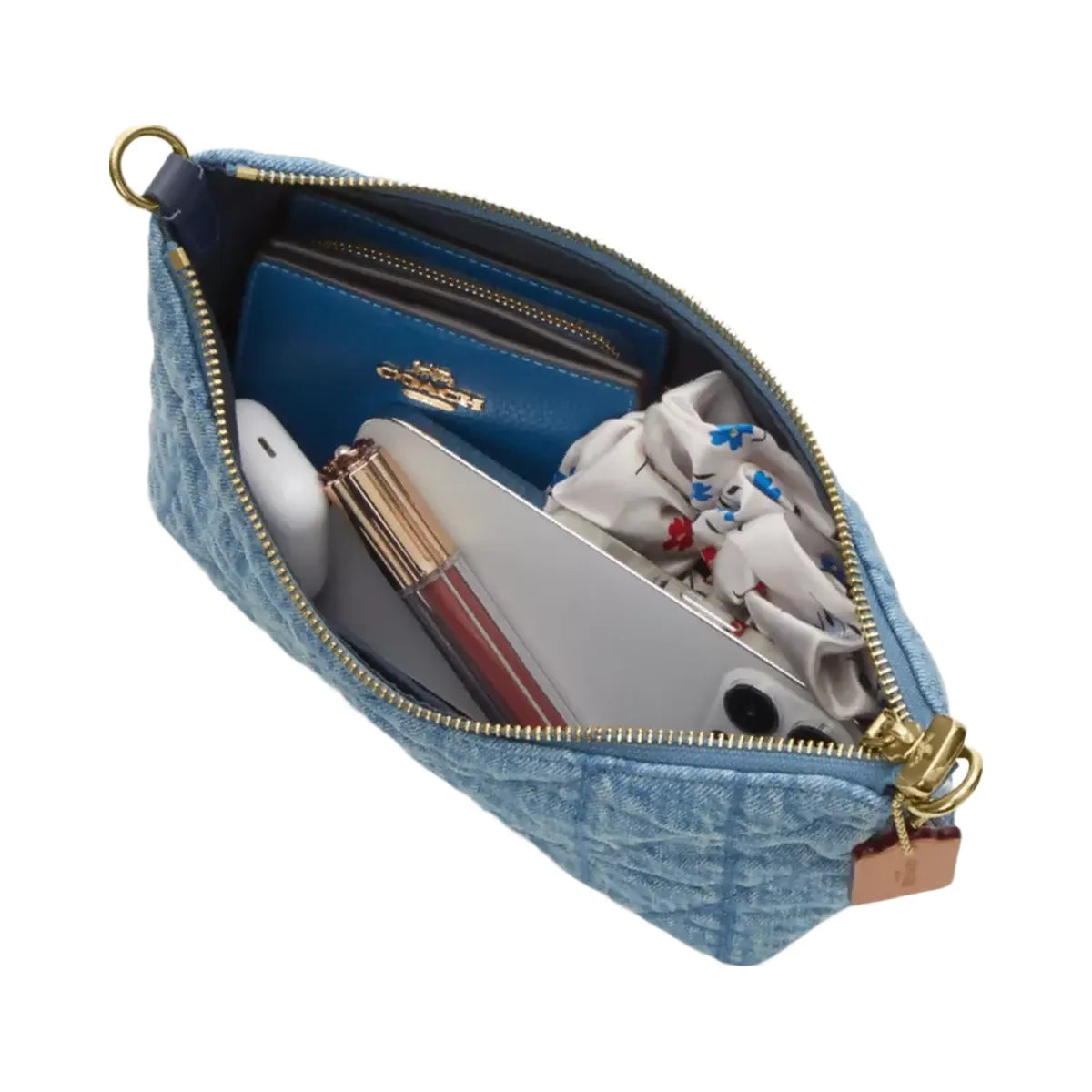 Coach Caitlin Shoulder Bag With Quilting in Gold Indigo