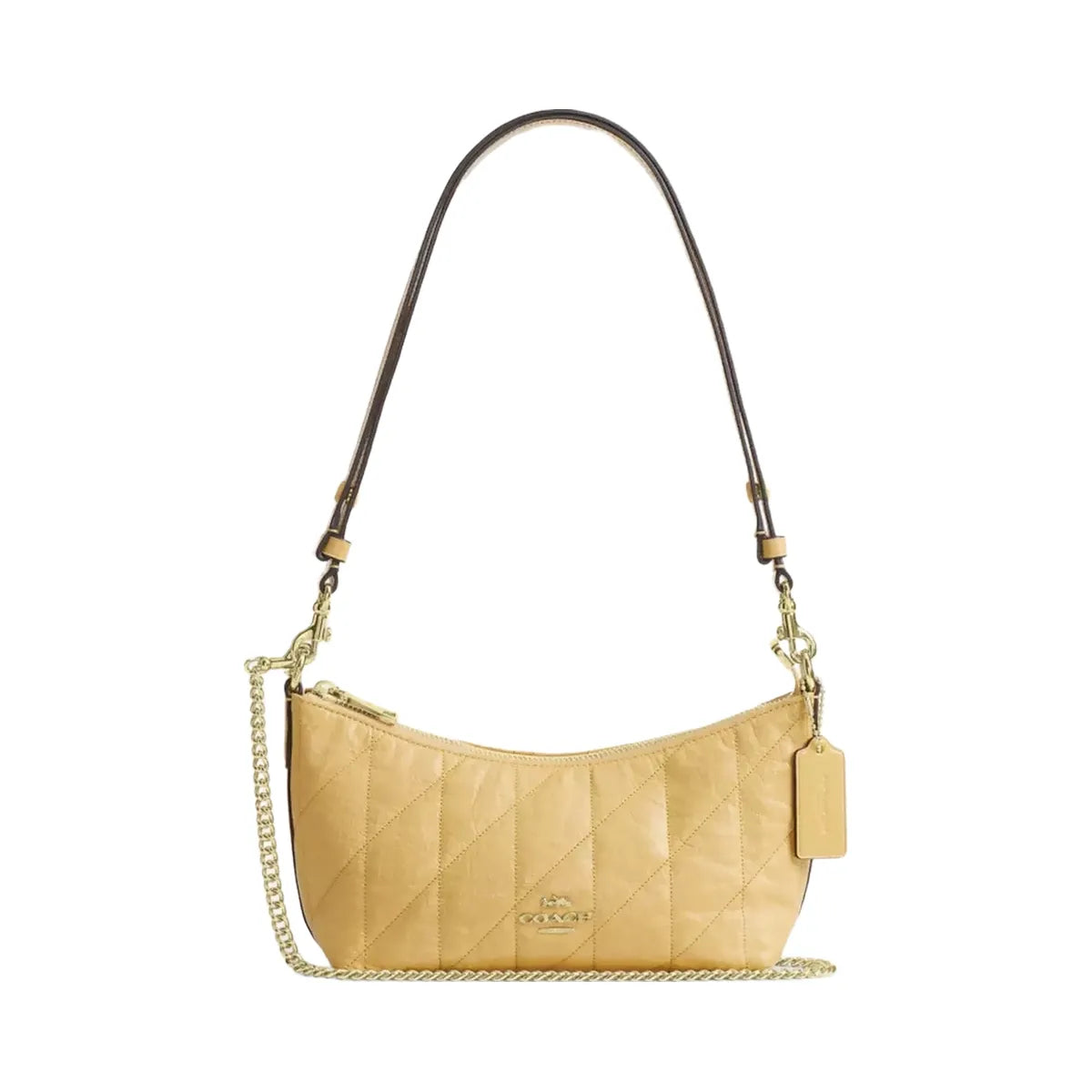 Coach Caitlin Shoulder Bag With Quilting in Gold Soft Yellow