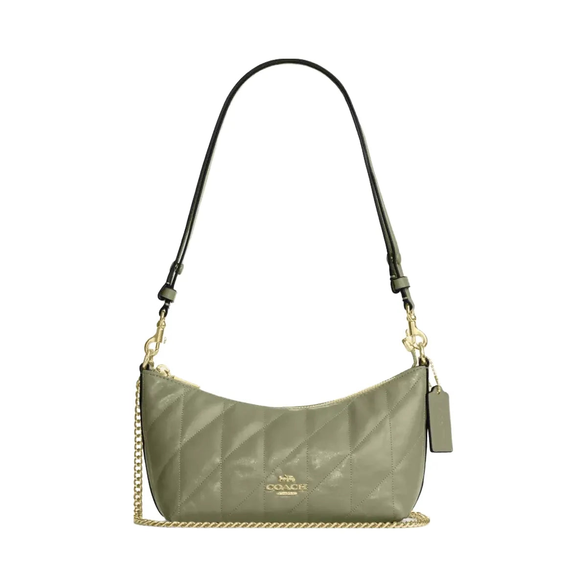 Coach Caitlin Shoulder Bag With Quilting in Gold Pistachio