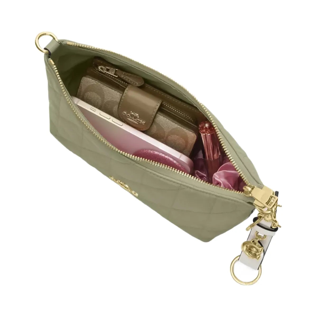 Coach Caitlin Shoulder Bag With Quilting in Gold Pistachio