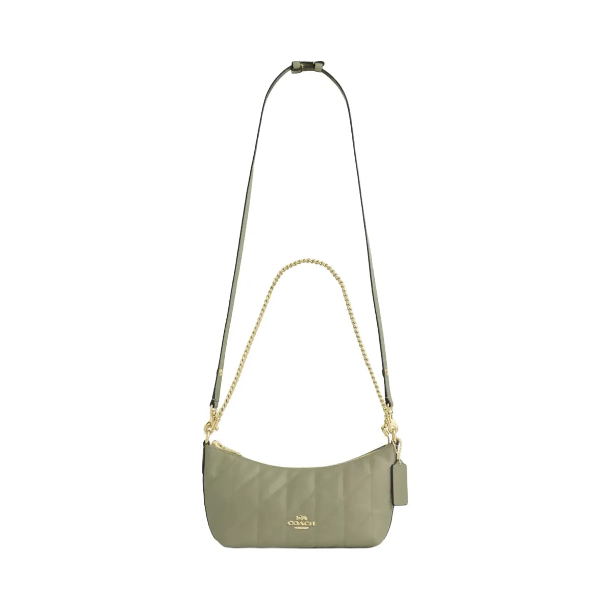 Coach Caitlin Shoulder Bag With Quilting in Gold Pistachio