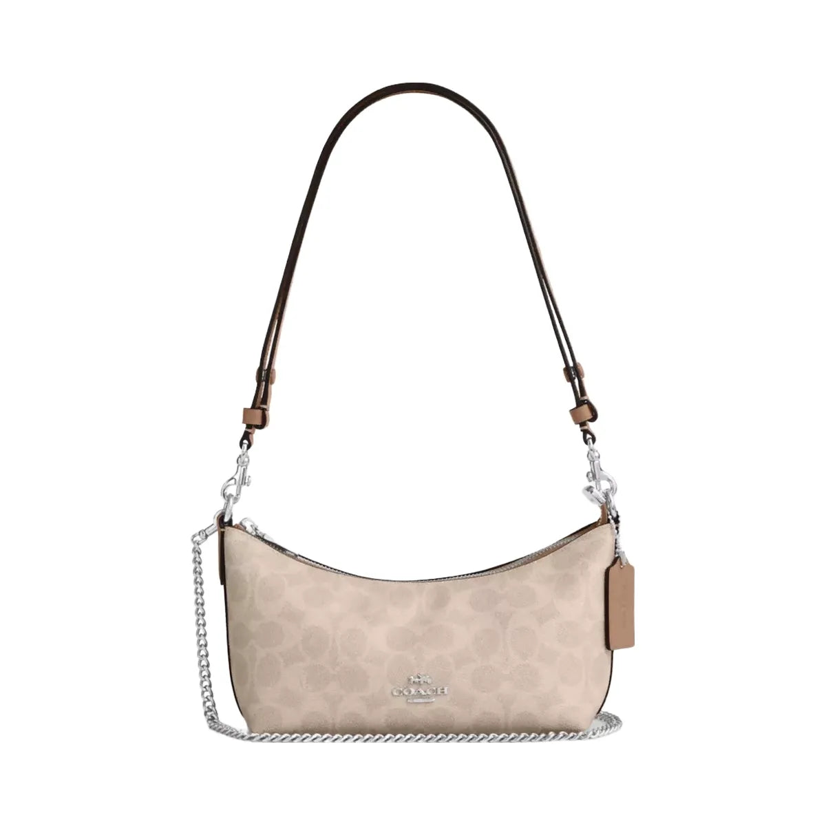 Coach Caitlin Shoulder Bag In Signature Canvas in Silver Sand Taupe