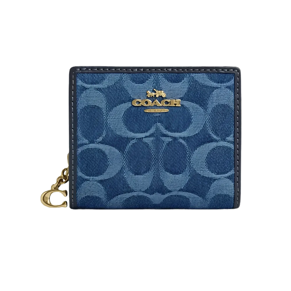 Coach Snap Wallet In Signature Denim Indigo