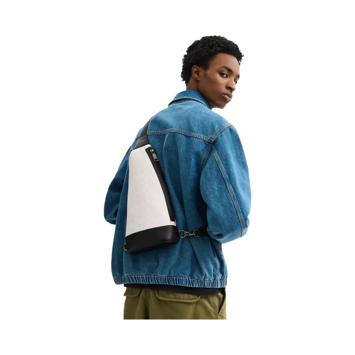 Coach Dominic Sling Pack In Signature Canvas in Gunmetal Chalk Black