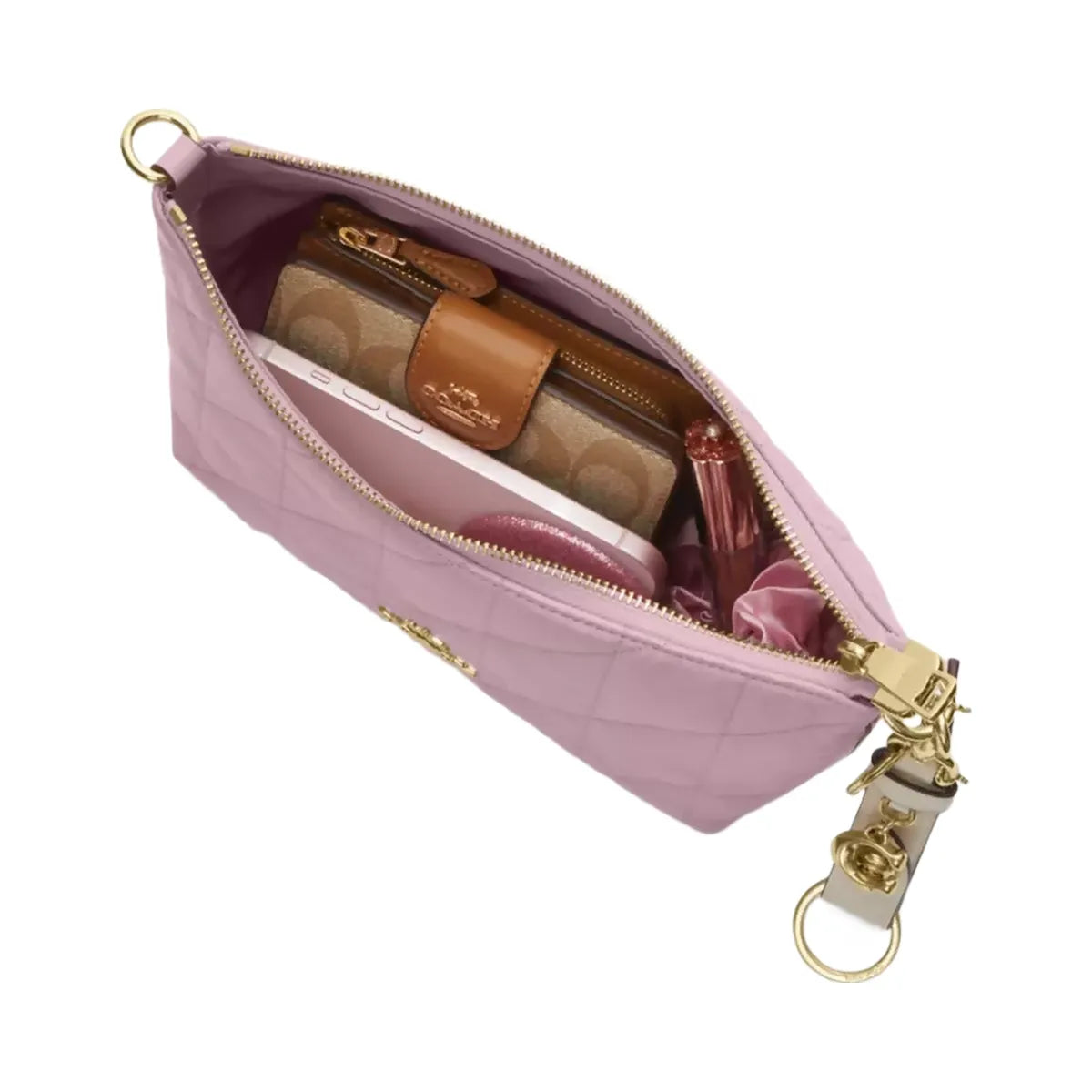 Coach Caitlin Shoulder Bag With Quilting in Gold Carnation