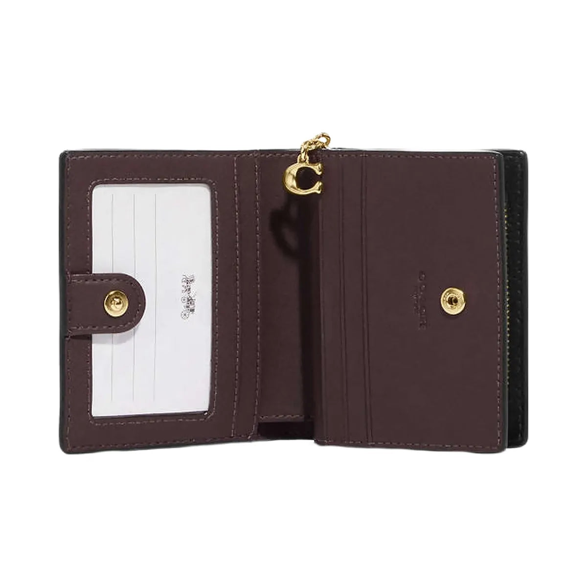 Coach Snap Wallet Embossed Crocodile-Gold-Black