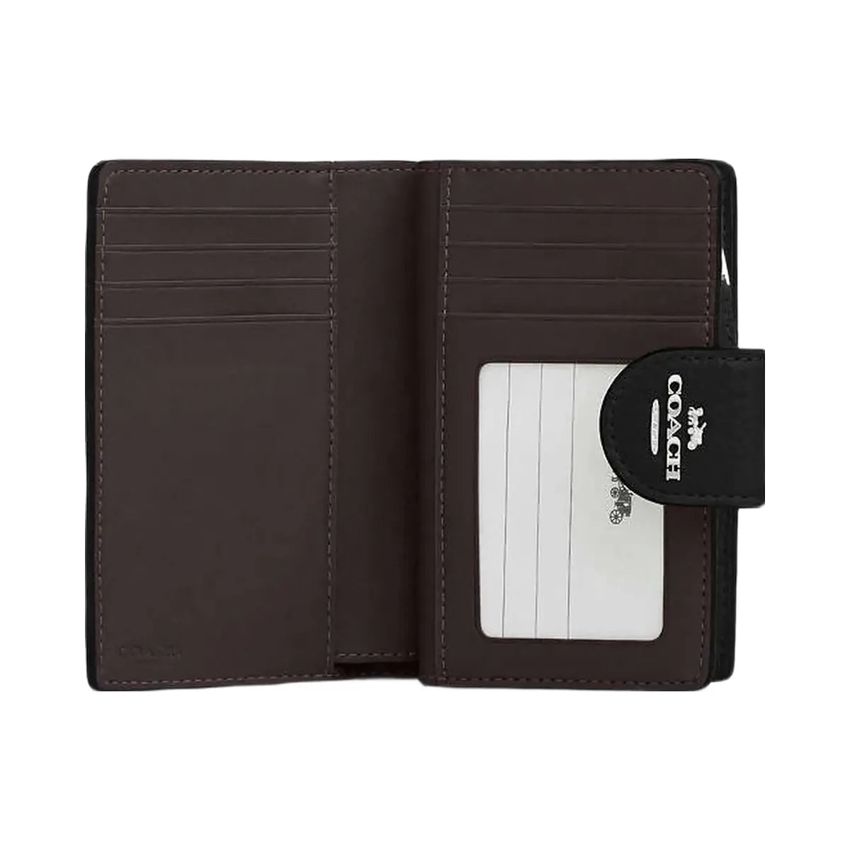 Coach Medium Corner Zip Wallet Pebbled Leather-Silver-Black