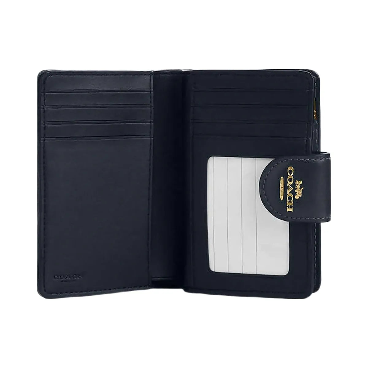 Coach Medium Corner Zip Wallet In Signature Jacquard Signature Jacquard-Gold-Navy-Midnight Navy