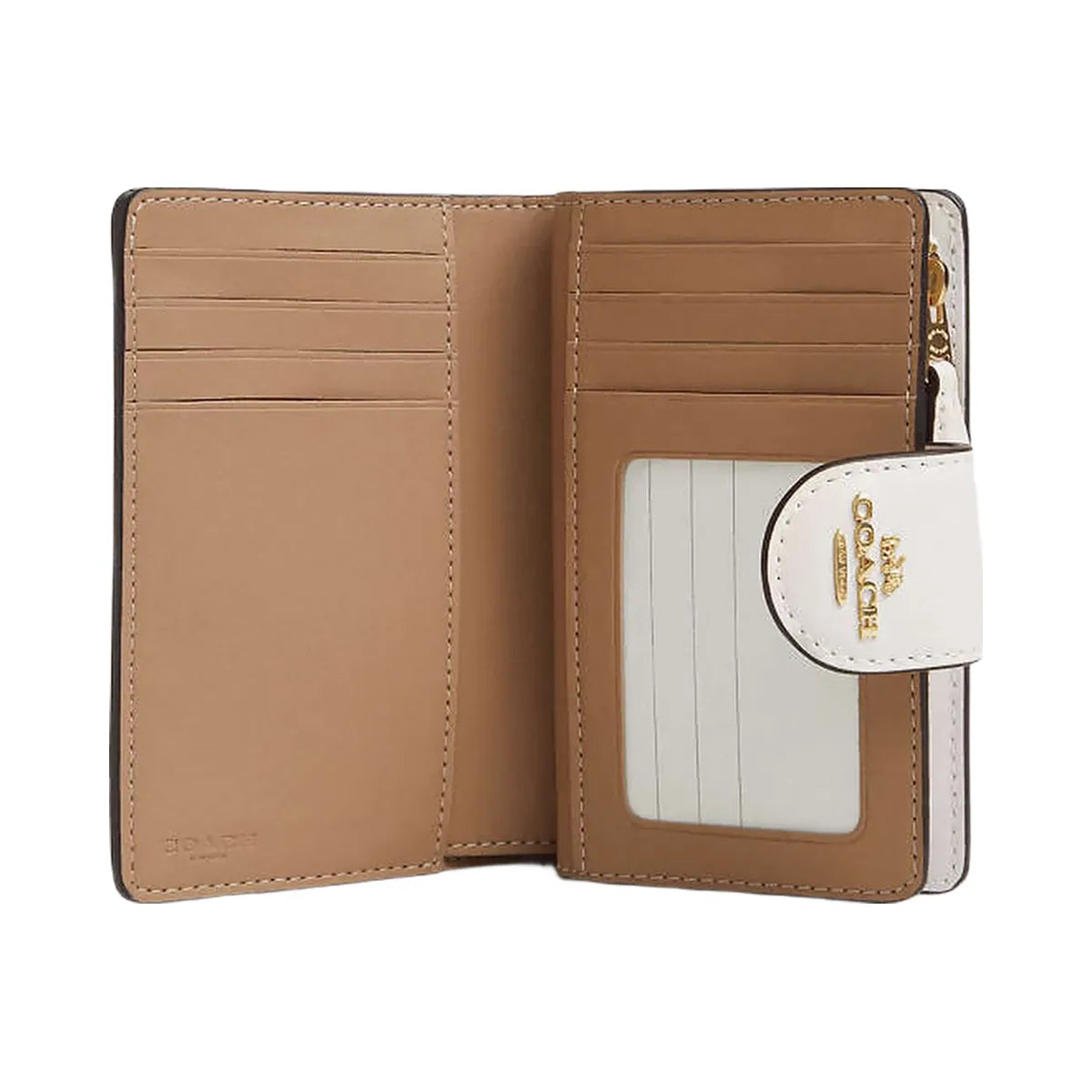 Coach Medium Corner Zip Wallet In Signature Canvas With Floral Print Signature Canvas-Gold-Light Khaki Chalk Multi