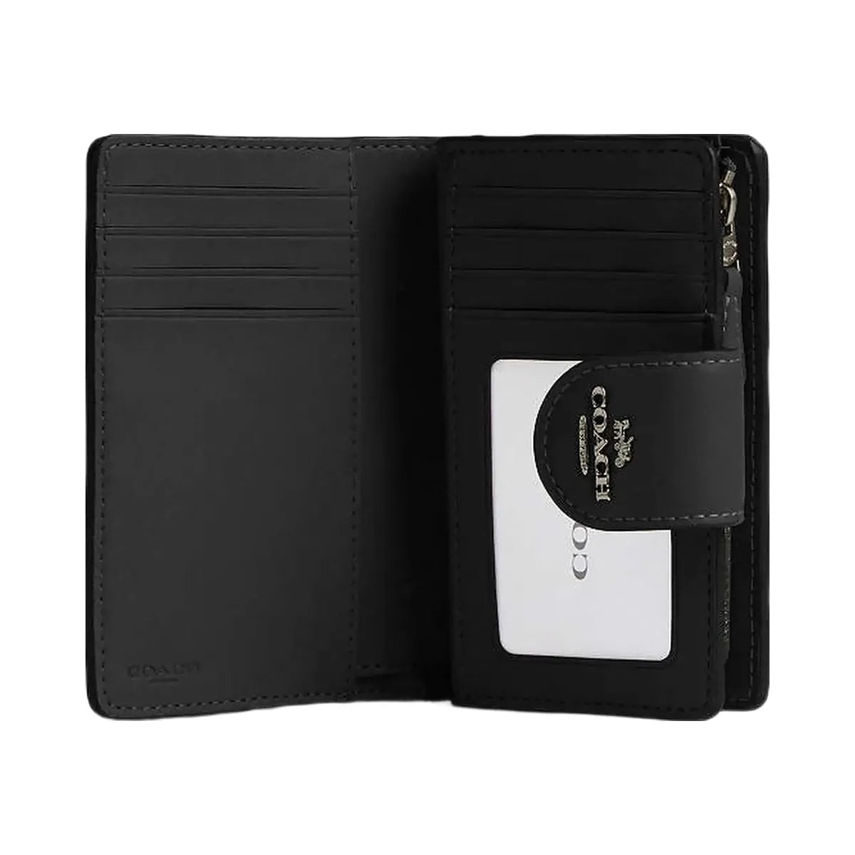 Coach Medium Corner Zip Wallet In Signature Canvas Signature Canvas-Gunmetal-Charcoal-Black