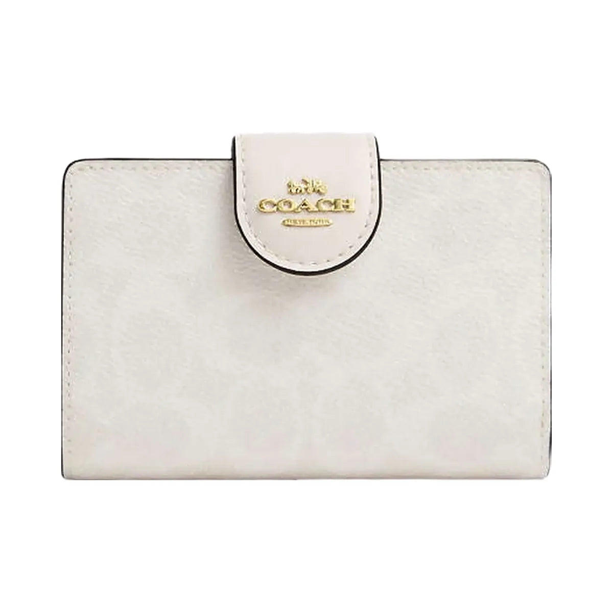 Coach Medium Corner Zip Wallet In Signature Canvas Signature Canvas-Gold-White-Chalk