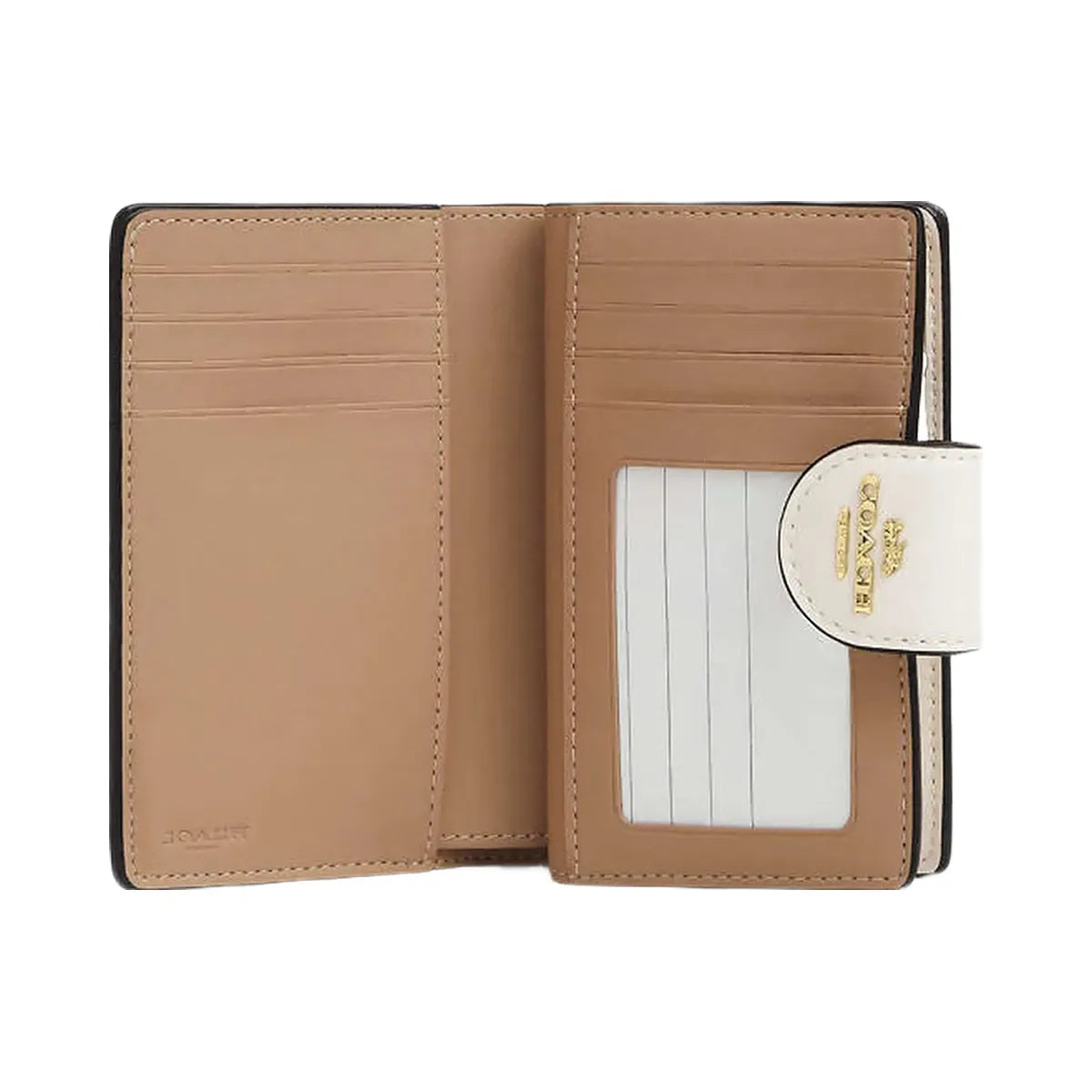 Coach Medium Corner Zip Wallet In Signature Canvas Signature Canvas-Gold-White-Chalk