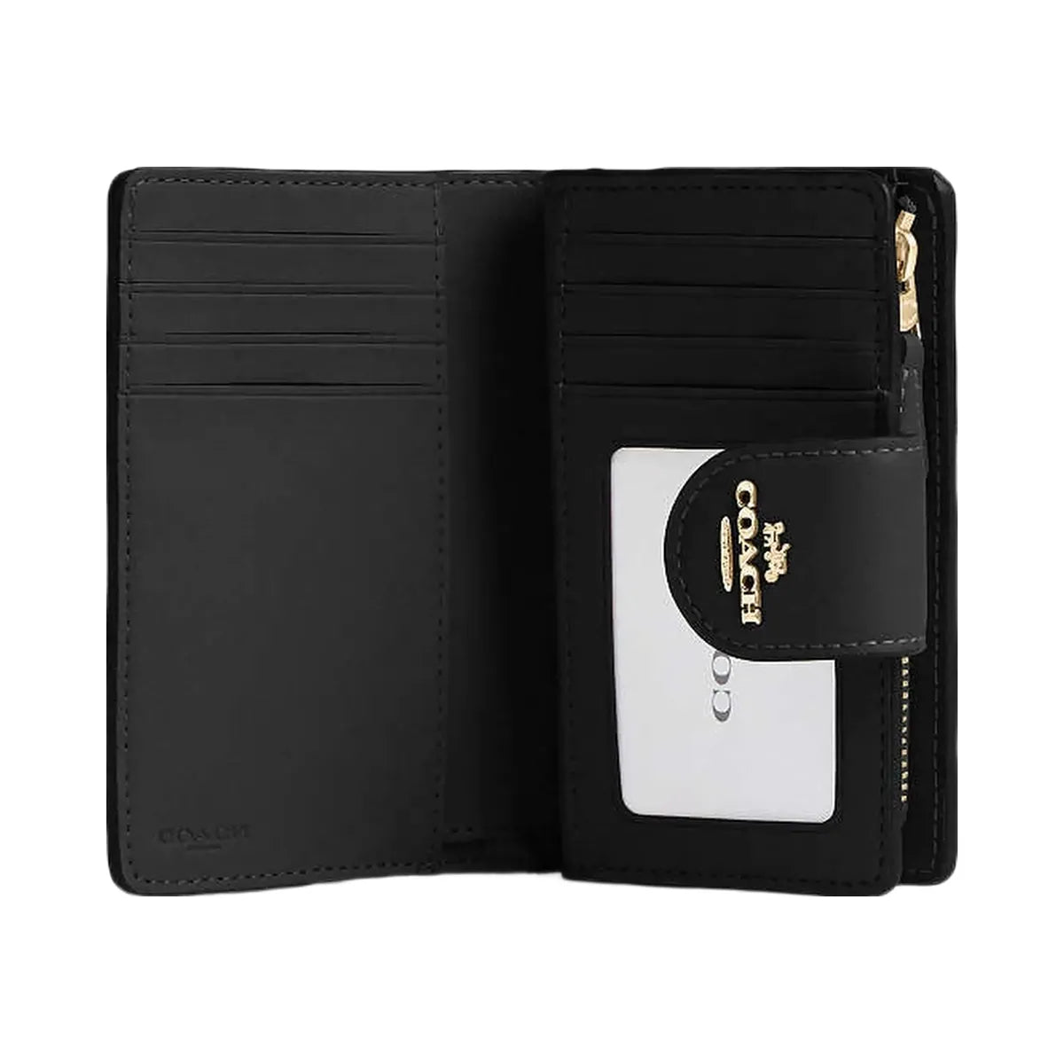 Coach Medium Corner Zip Wallet In Signature Canvas Signature Canvas-Gold-Tan-Black