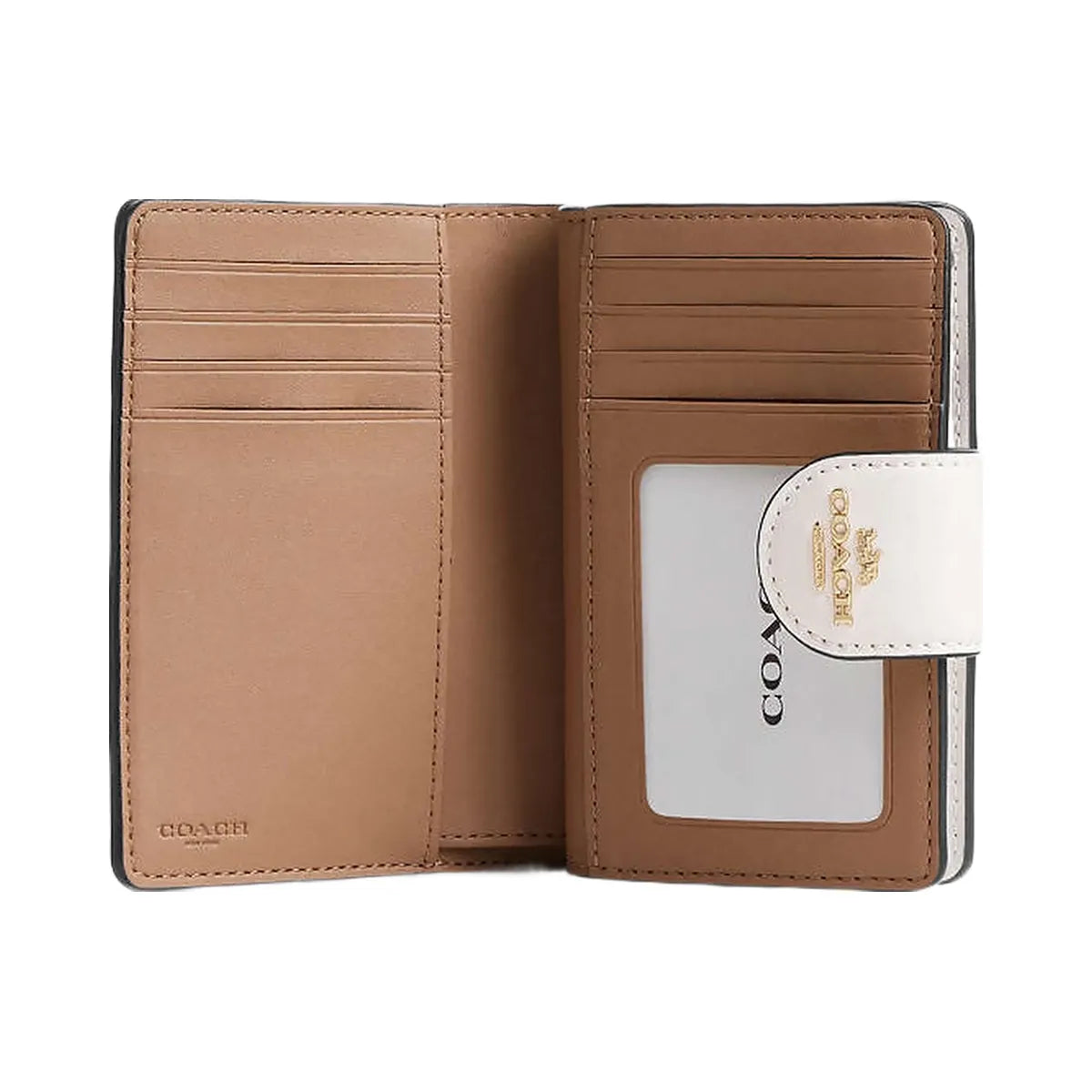 Coach Medium Corner Zip Wallet In Signature Canvas Signature Canvas-Gold-Sand-Chalk