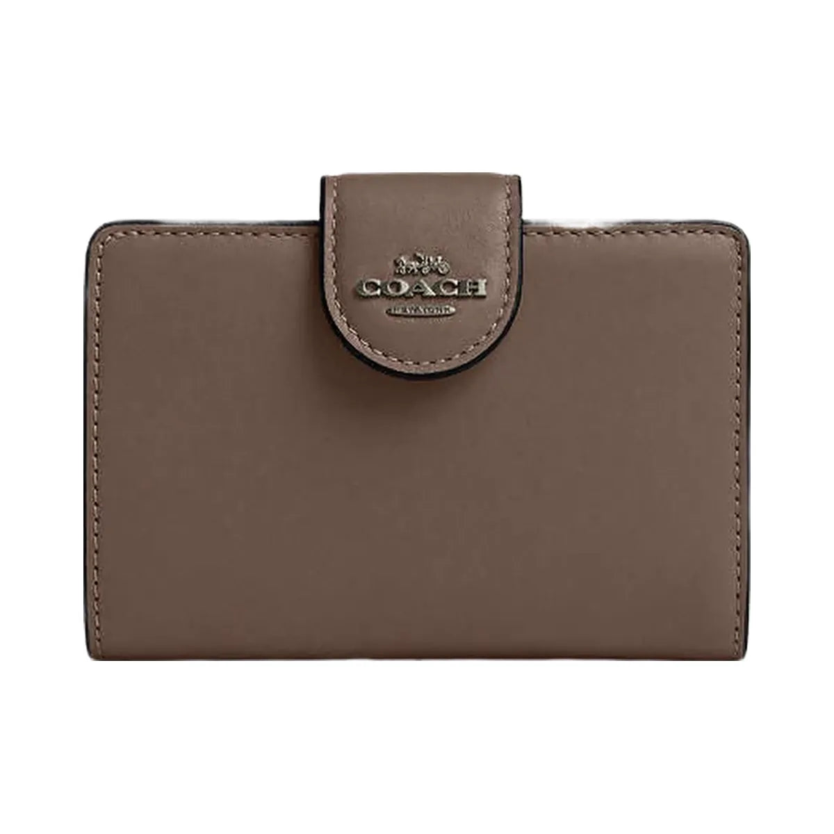 Coach Medium Corner Zip Wallet Calf Leather-Qb-Dark Stone