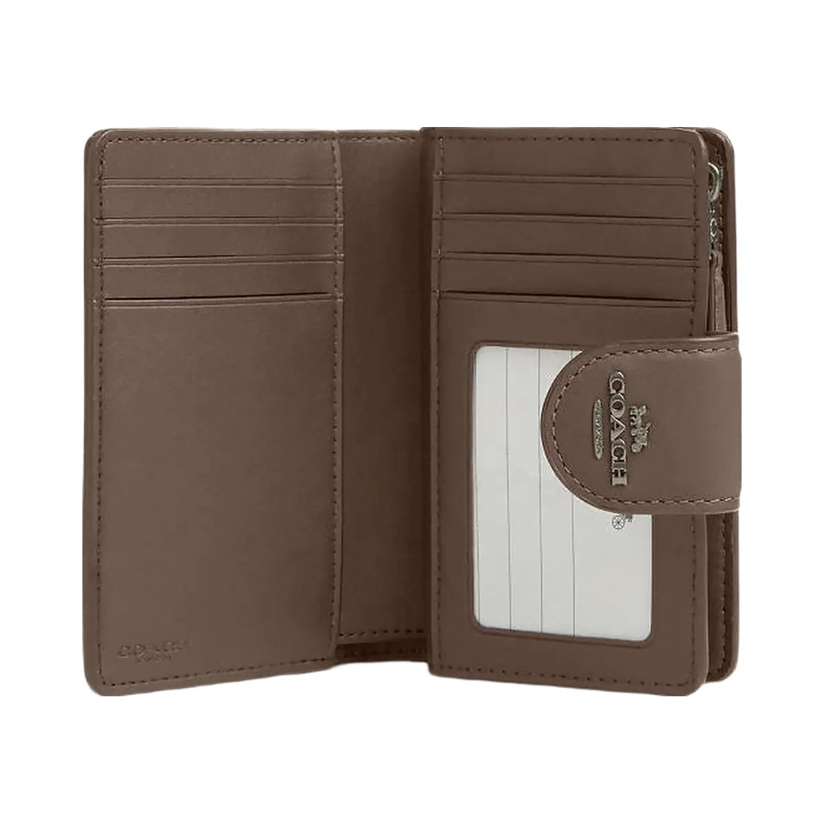Coach Medium Corner Zip Wallet Calf Leather-Qb-Dark Stone