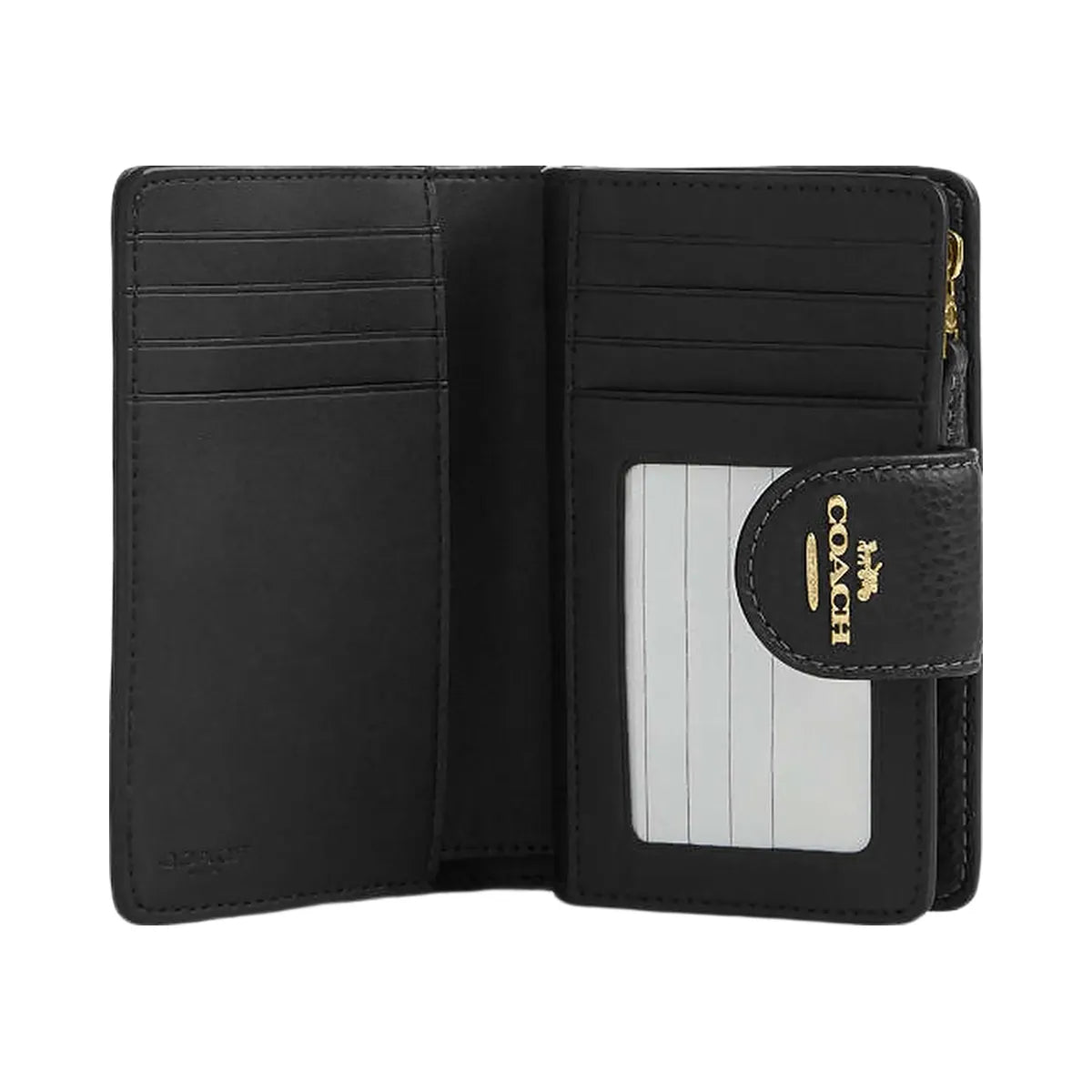 Coach Medium Corner Zip Wallet With Leopard Print Pebbled Leather Gold Leopard Multi