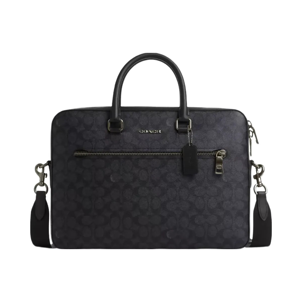 Coach Ethan Slim Brief In Signature Canvas in Gunmetal Charcoal Black