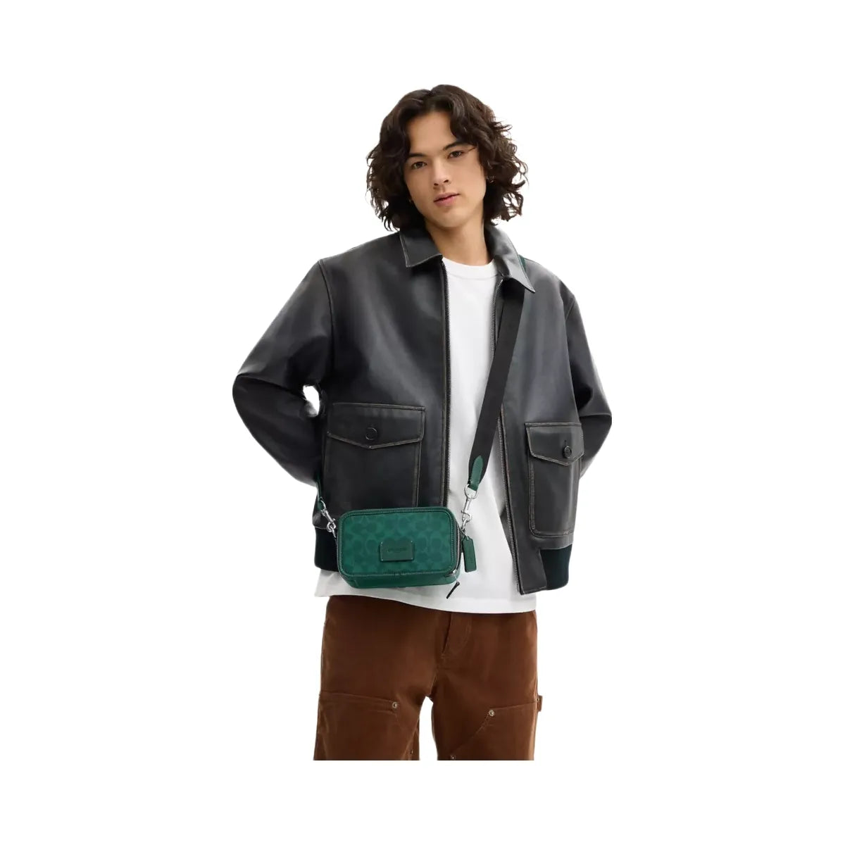 Coach Wyatt Crossbody Bag In Signature Canvas in Silver Sea Green