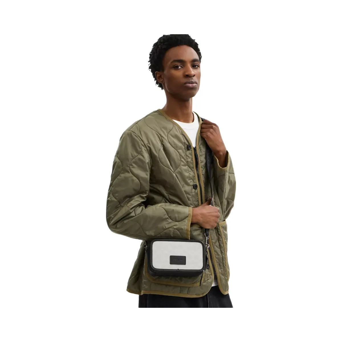Coach Wyatt Crossbody Bag In Signature Canvas in Gunmetal Chalk Black