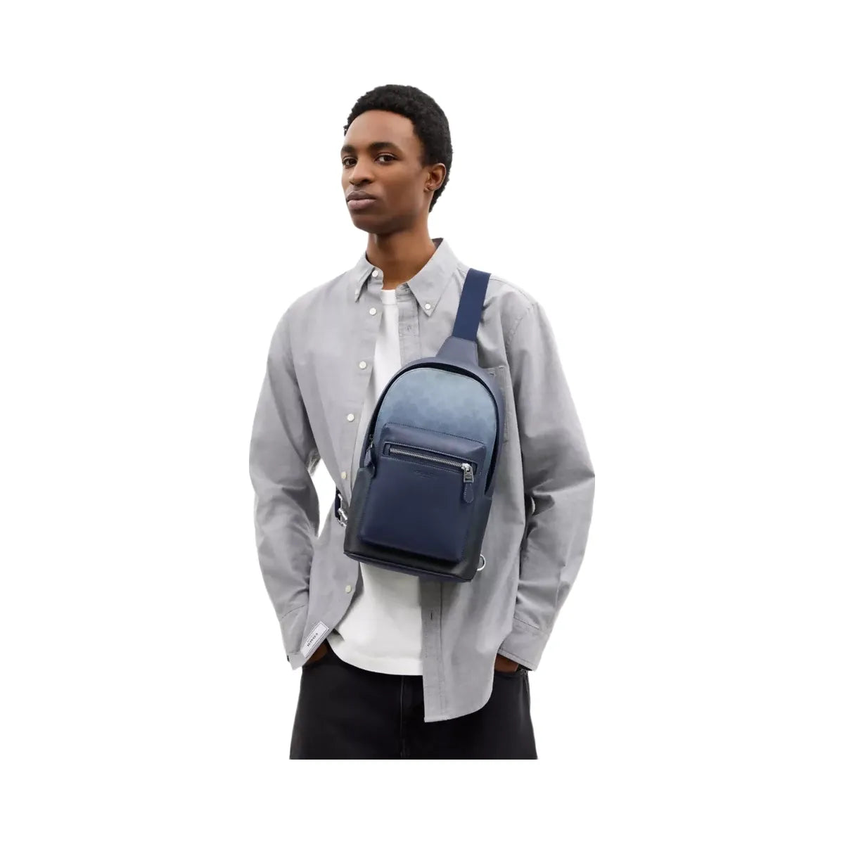 Coach West Pack In Ombre Signature Canvas in Silver Blue
