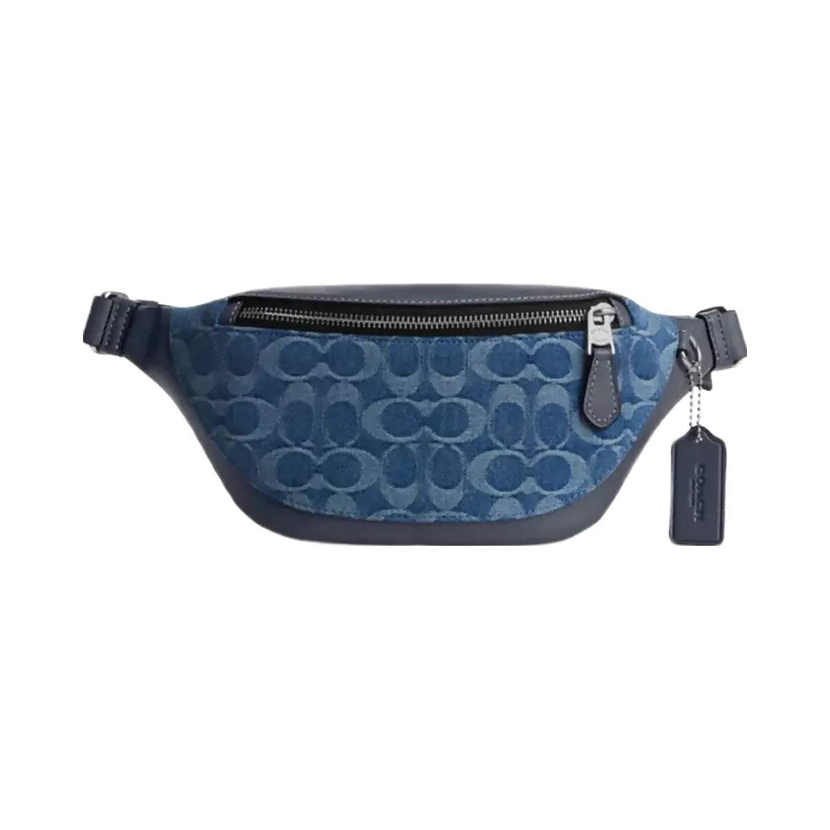 Coach Warren Mini Belt Bag In Signature Denim in Silver Denim