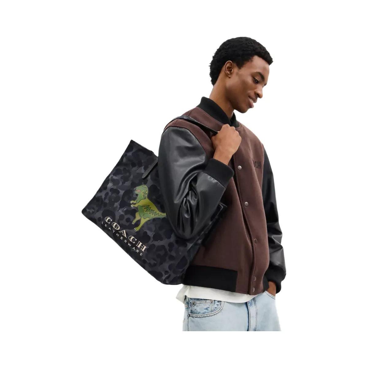 Coach Tote With Camo Print And Rexy in Charcoal Multi