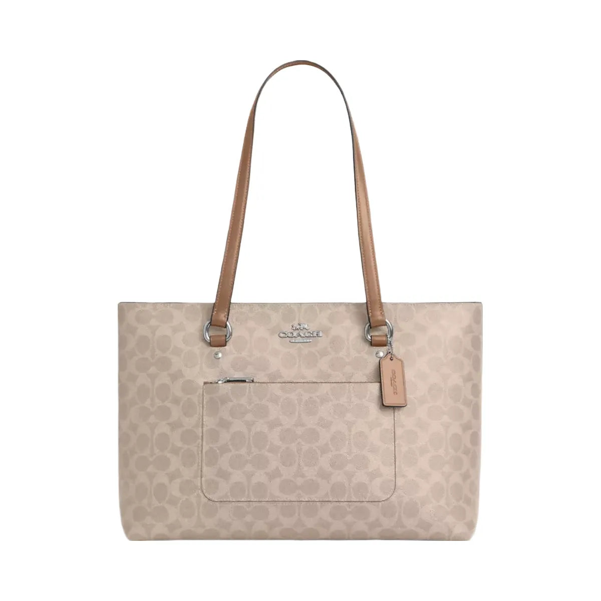 Coach Station Tote Bag In Signature Canvas in Silver Sand Taupe