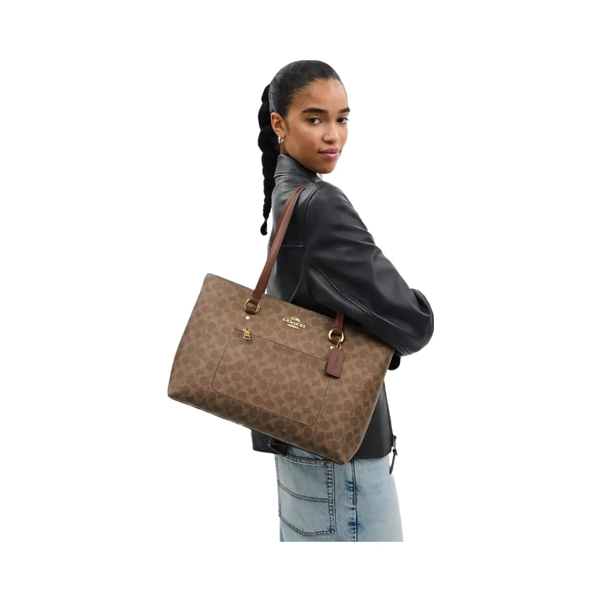 Coach Station Tote Bag In Signature Canvas in Gold Tan Brown