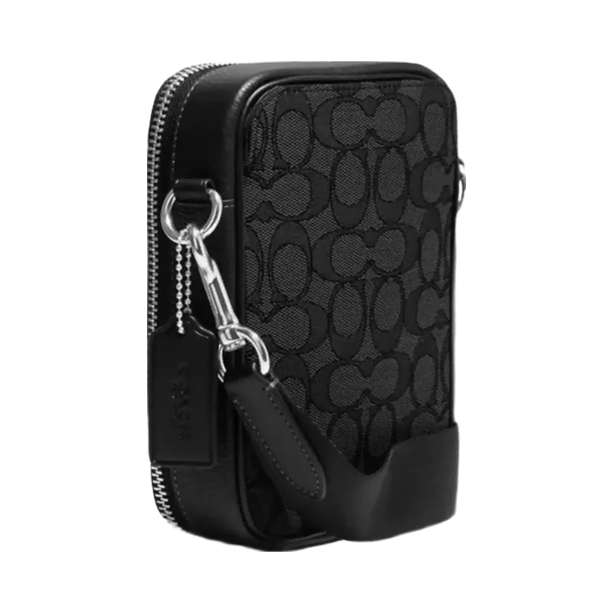 Coach Stanton Crossbody Bag In Signature Jacquard in Silver Charcoal Black