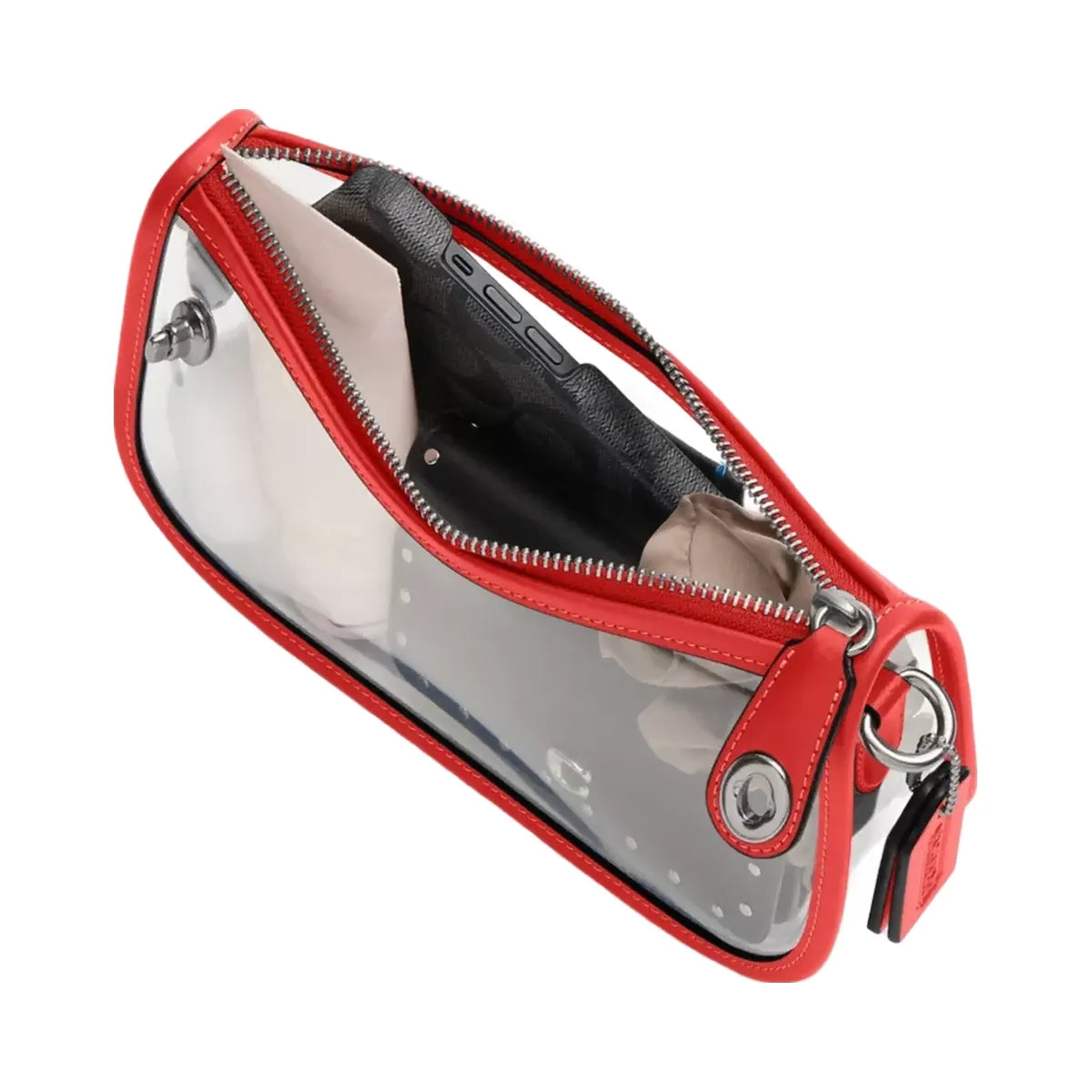 Coach Stadium Swinger Bag in Silver Sport Red