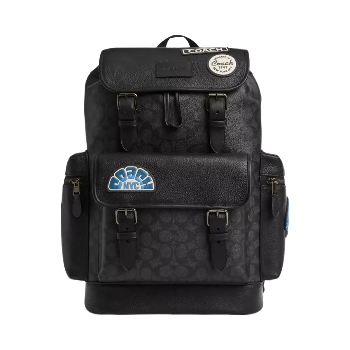 Coach Sprint Backpack In Signature Canvas With Patches in Gunmetal Charcoal Multi