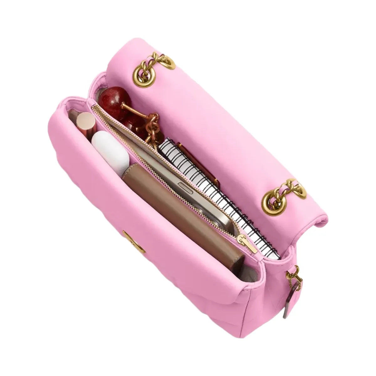 Coach Tabby Shoulder Bag 26 With Pillow Quilting in Brass Flower Pink