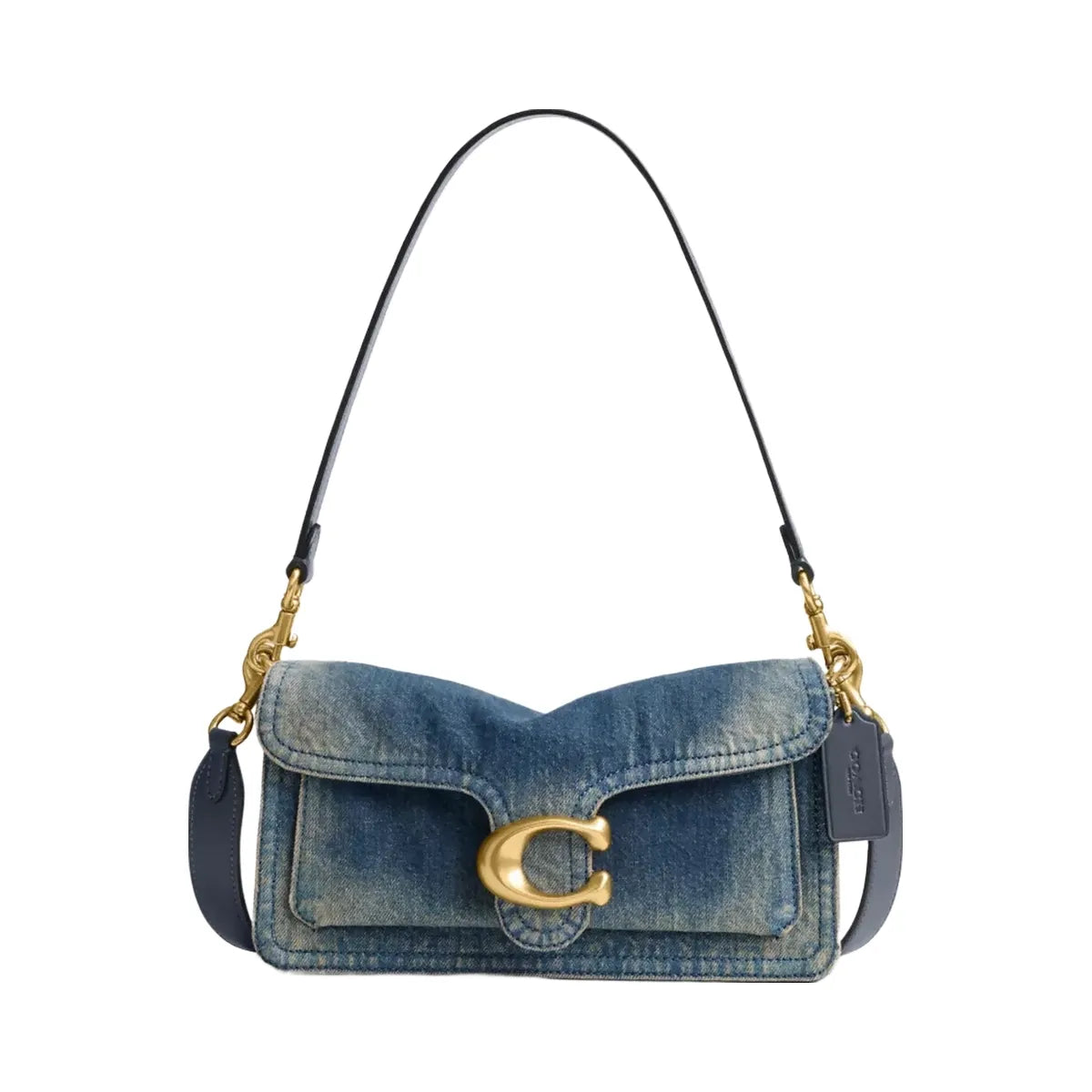 Coach Tabby Shoulder Bag 26 In Regenerative Cotton Denim in Brass Dark Indigo